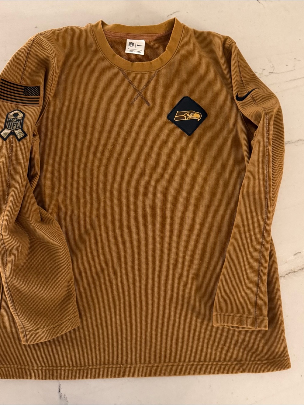 Nike Seattle Seahawks Large Salute to Service Sideline Pullover Crewneck Brown